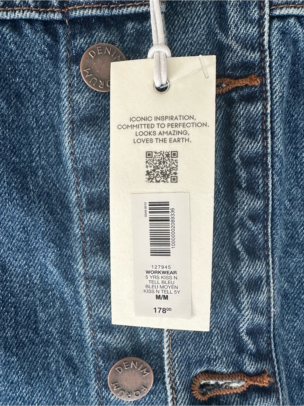 Aritzia Denim Forum Blue Denim Jacket with Dark Collar - Picture 3 of 3